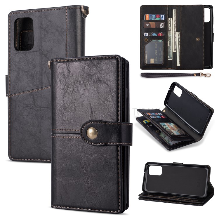 Retro Card Slots Money Pocket Leather Shell for Samsung Galaxy S20 Ultra - Black-1