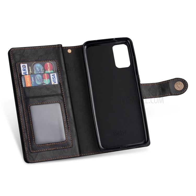 Retro Card Slots Money Pocket Leather Shell for Samsung Galaxy S20 Ultra - Black-8