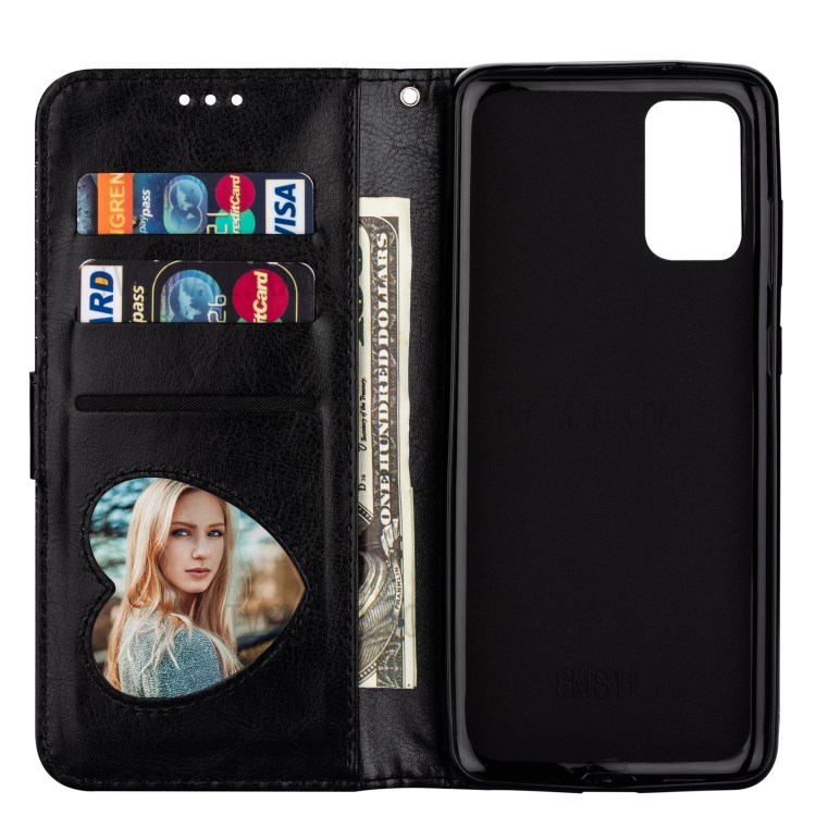 Flash Powder Zipper Pocket Leather Wallet Case for Samsung Galaxy S20 Ultra - Black-4