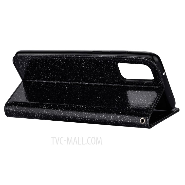 Flash Powder Zipper Pocket Leather Wallet Case for Samsung Galaxy S20 Ultra - Black-5