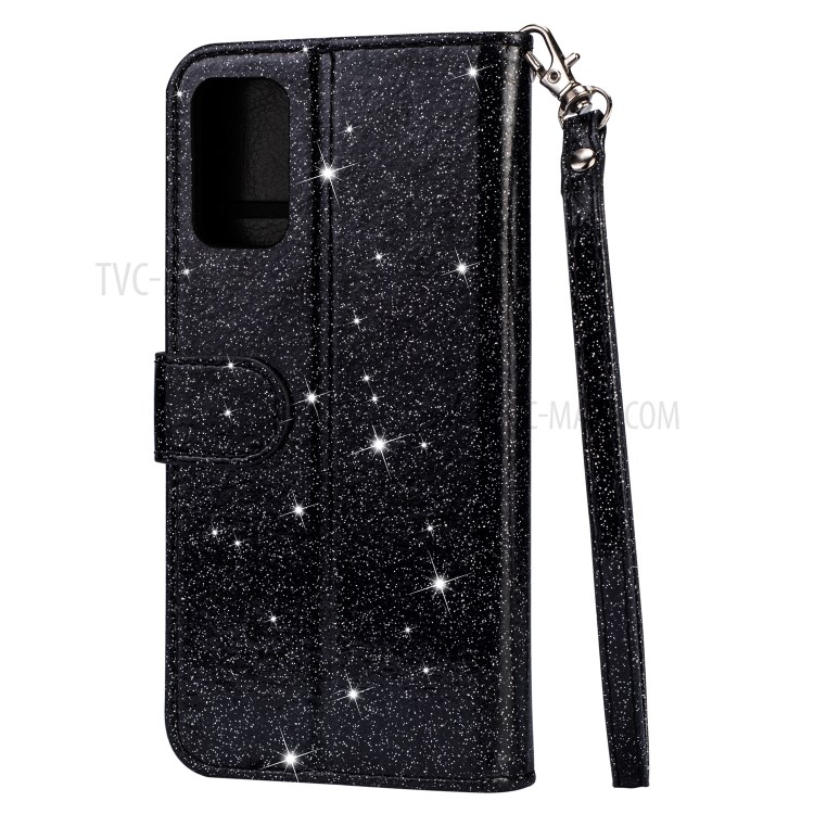 Flash Powder Zipper Pocket Leather Wallet Case for Samsung Galaxy S20 Ultra - Black-6