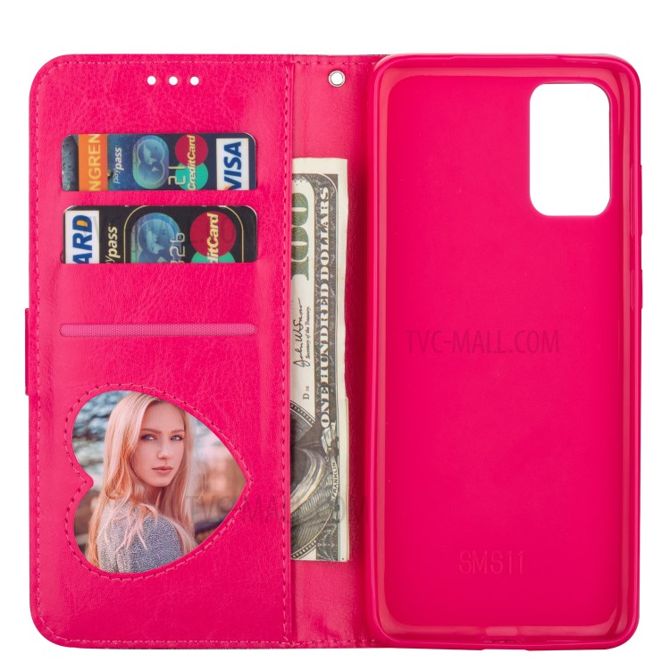 Flash Powder Zipper Pocket Leather Wallet Case for Samsung Galaxy S20 Ultra - Rose-3