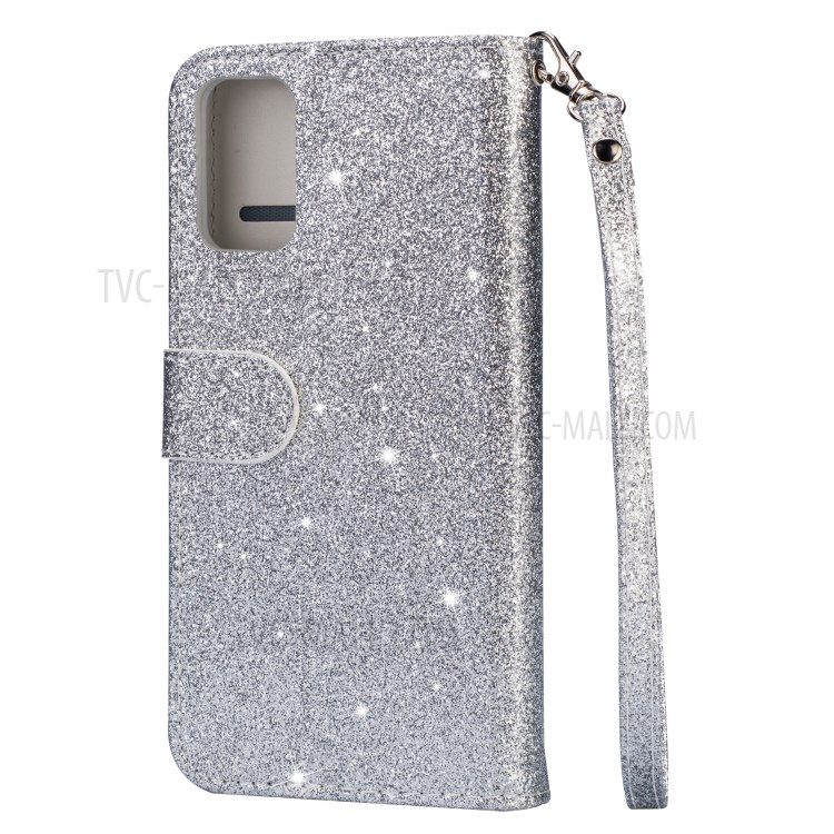 Flash Powder Zipper Pocket Leather Wallet Case for Samsung Galaxy S20 Ultra - Silver-5