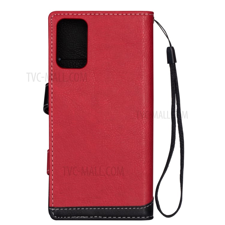 Contrast Color Litchi Skin Leather Mobile Casing for Samsung Galaxy S20 Plus - Red-2