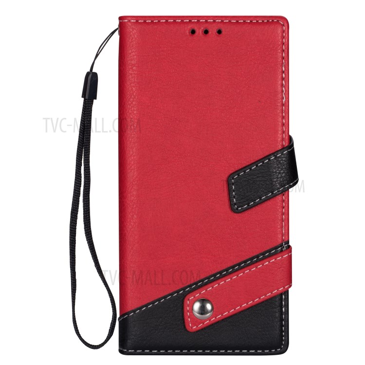 Contrast Color Litchi Skin Leather Mobile Casing for Samsung Galaxy S20 Plus - Red-3