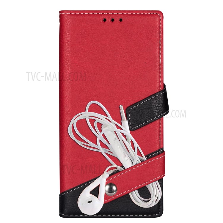 Contrast Color Litchi Skin Leather Mobile Casing for Samsung Galaxy S20 Plus - Red-4