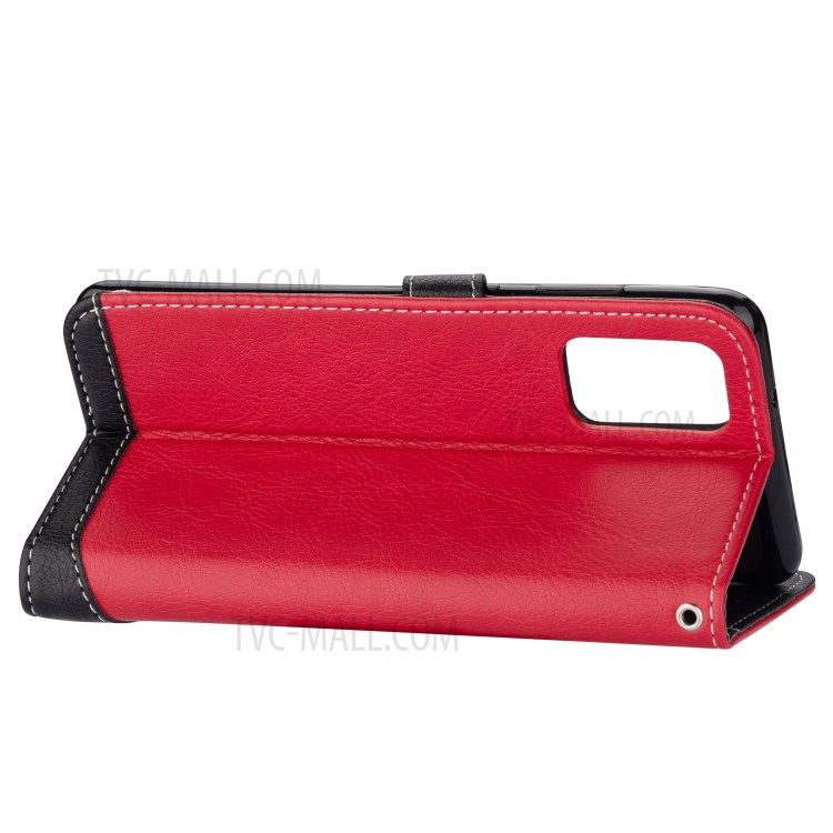 Contrast Color Litchi Skin Leather Mobile Casing for Samsung Galaxy S20 Plus - Red-6