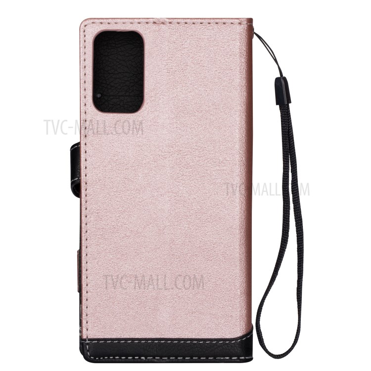 Contrast Color Litchi Skin Leather Mobile Casing for Samsung Galaxy S20 Plus - Rose Gold-2