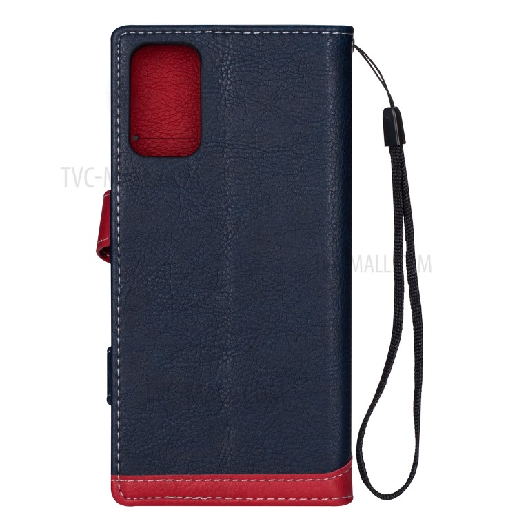 Contrast Color Litchi Skin Leather Mobile Casing for Samsung Galaxy S20 Plus - Blue-2