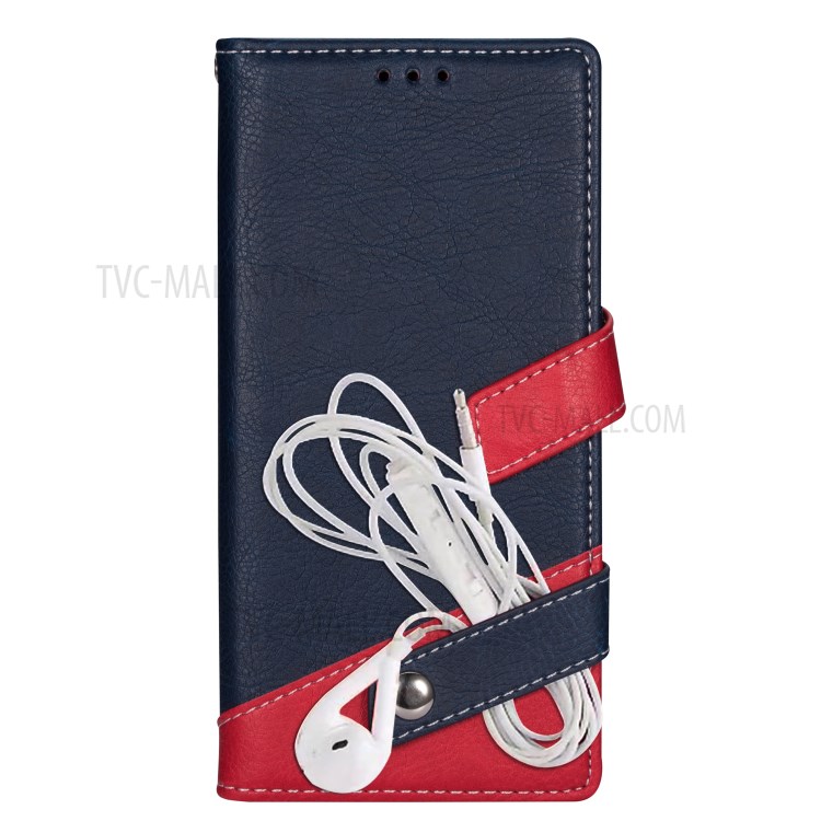 Contrast Color Litchi Skin Leather Mobile Casing for Samsung Galaxy S20 Plus - Blue-4