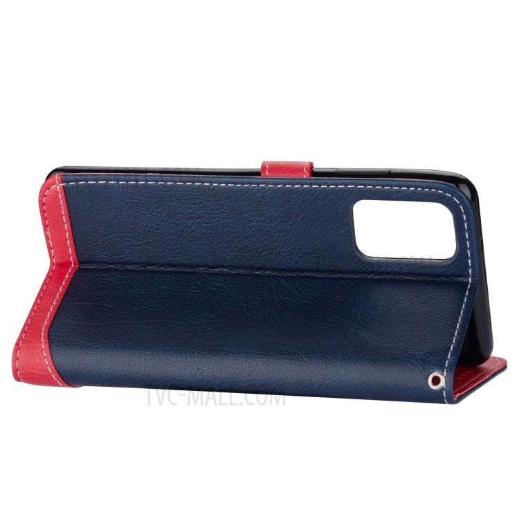 Contrast Color Litchi Skin Leather Mobile Casing for Samsung Galaxy S20 Plus - Blue-6