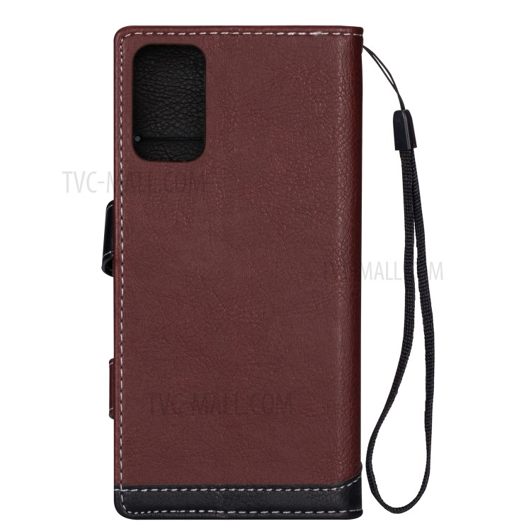 Litchi Grain Contrast Color Leather Protective Case for Samsung Galaxy S20 - Brown-2