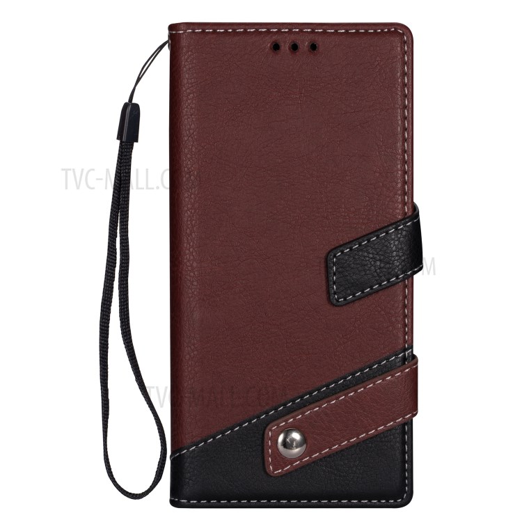 Litchi Grain Contrast Color Leather Protective Case for Samsung Galaxy S20 - Brown-3