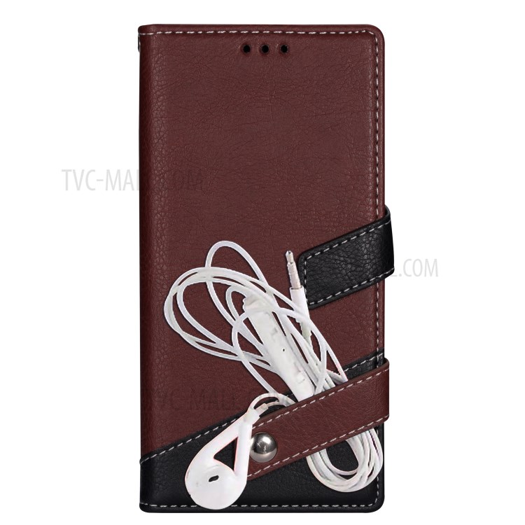Litchi Grain Contrast Color Leather Protective Case for Samsung Galaxy S20 - Brown-4