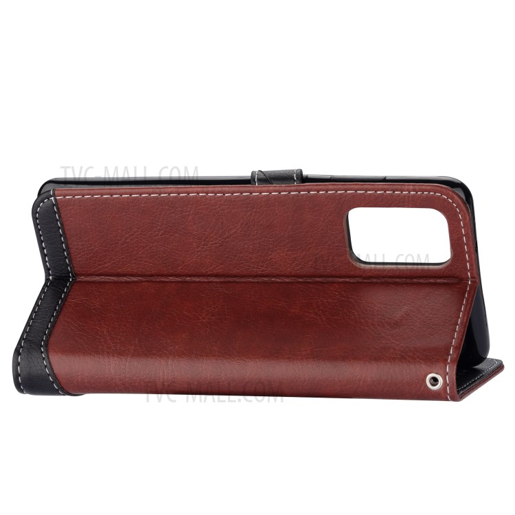 Litchi Grain Contrast Color Leather Protective Case for Samsung Galaxy S20 - Brown-6