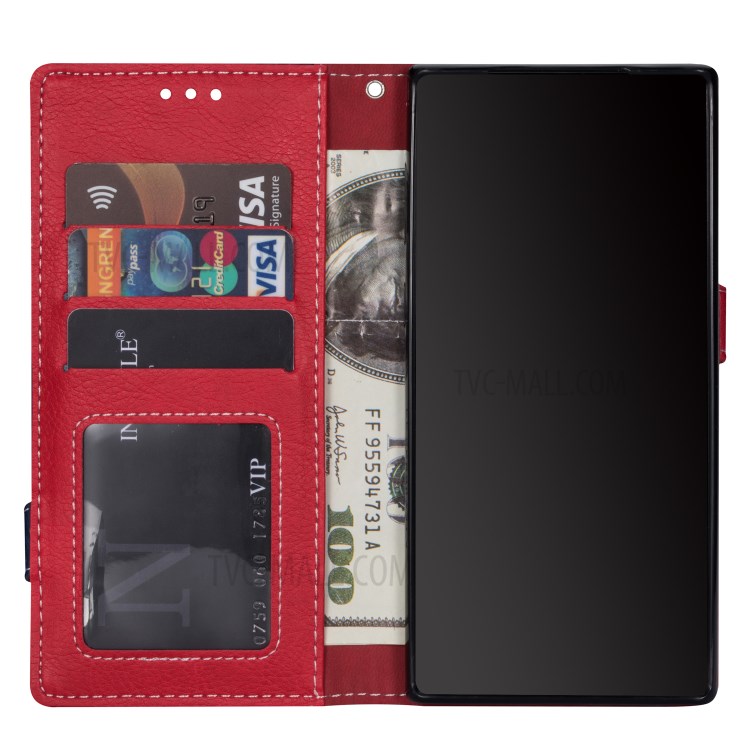 Contrast Color Litchi Texture Leather Wallet Shell for Samsung Galaxy S20 Ultra - Black-3