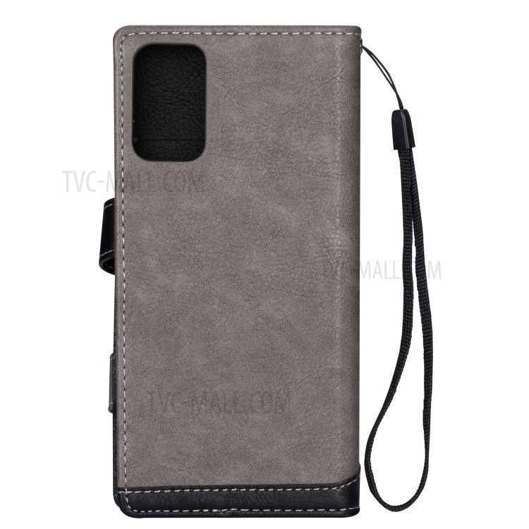 Contrast Color Litchi Texture Leather Wallet Shell for Samsung Galaxy S20 Ultra - Grey-2