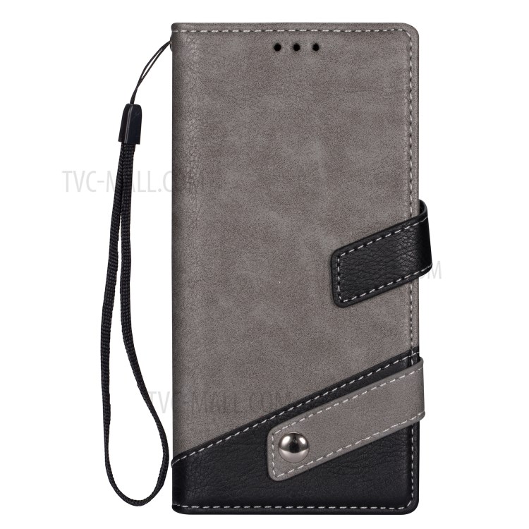 Contrast Color Litchi Texture Leather Wallet Shell for Samsung Galaxy S20 Ultra - Grey-4