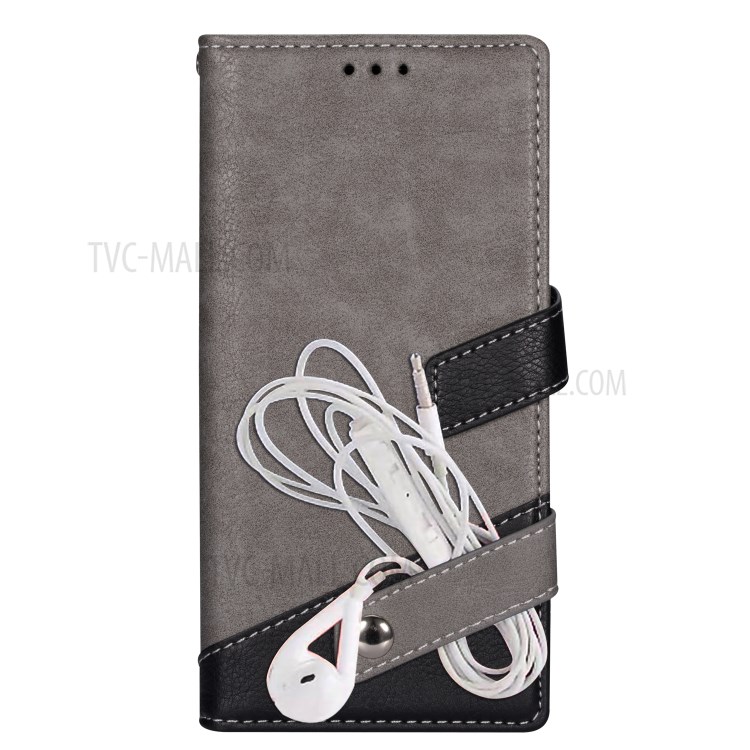 Contrast Color Litchi Texture Leather Wallet Shell for Samsung Galaxy S20 Ultra - Grey-6