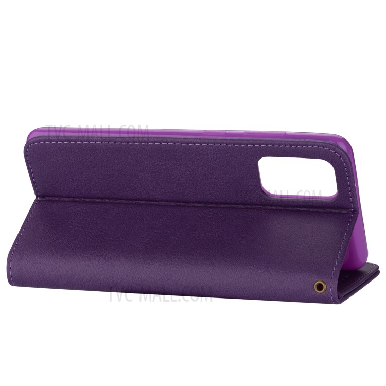 Zipper Pocket Wallet Stand Flip Leather Phone Case with Strap for Samsung Galaxy S20 Plus/S11 - Purple-7