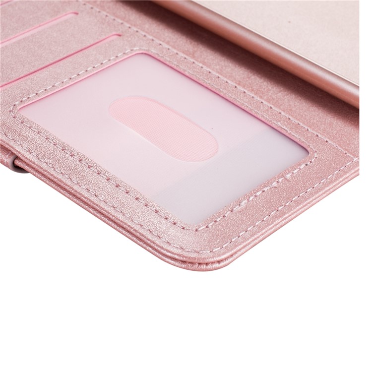Zipper Pocket Wallet Stand Flip Leather Phone Case with Strap for Samsung Galaxy S20 Plus - Rose Gold-3