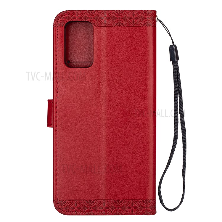 Imprint Totem Pattern Leather Stand Case with Card Slots for Samsung Galaxy S20 Plus - Red-3