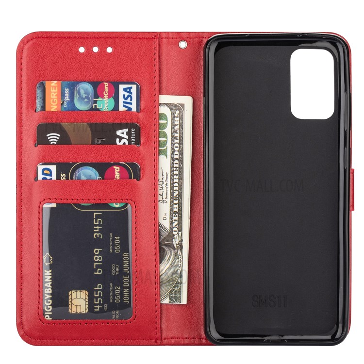 Imprint Totem Pattern Leather Stand Case with Card Slots for Samsung Galaxy S20 Plus - Red-4
