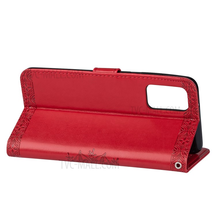 Imprint Totem Pattern Leather Stand Case with Card Slots for Samsung Galaxy S20 Plus - Red-5
