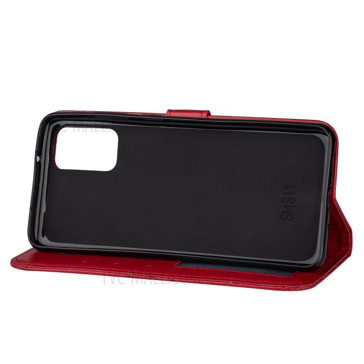 Imprint Totem Pattern Leather Stand Case with Card Slots for Samsung Galaxy S20 Plus - Red-6