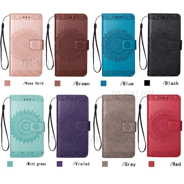 Imprint Totem Pattern Leather Stand Case with Card Slots for Samsung Galaxy S20 Plus - Red-7
