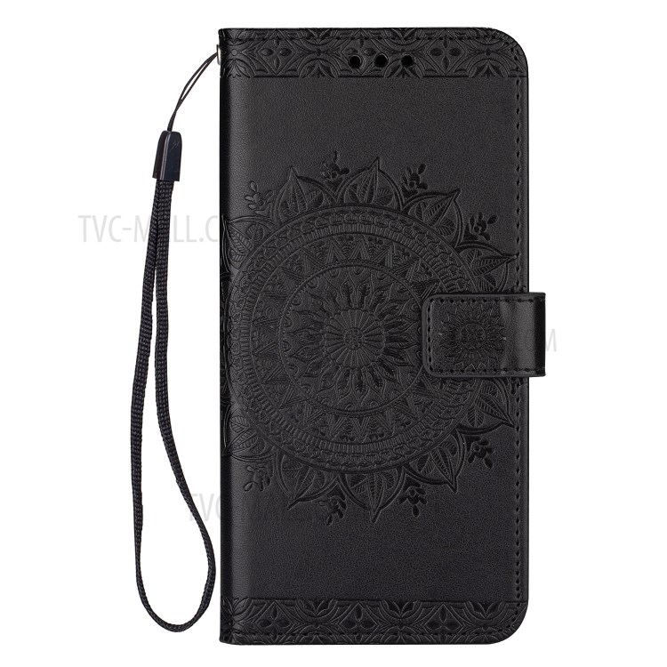 Imprint Totem Pattern Leather Stand Case with Card Slots for Samsung Galaxy S20 Plus - Black-2