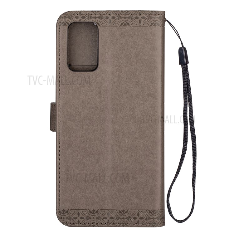 Imprint Totem Pattern Wallet Leather Stand Case for Samsung Galaxy S20 - Grey-3