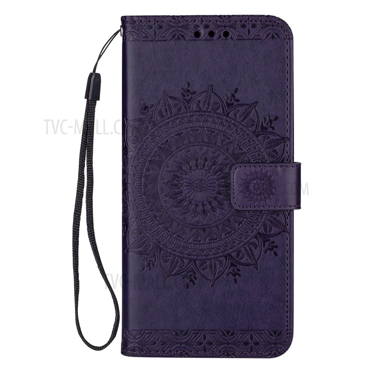 Imprint Totem Pattern Leather Wallet Case for Samsung Galaxy S20 Ultra - Purple-2