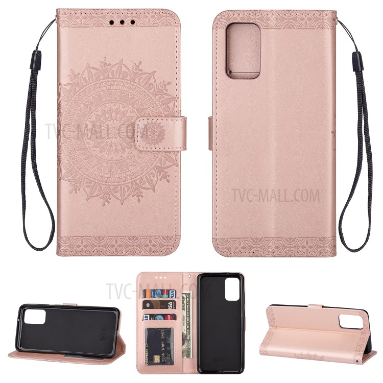 Imprint Totem Pattern Leather Wallet Case for Samsung Galaxy S20 Ultra - Rose Gold-1