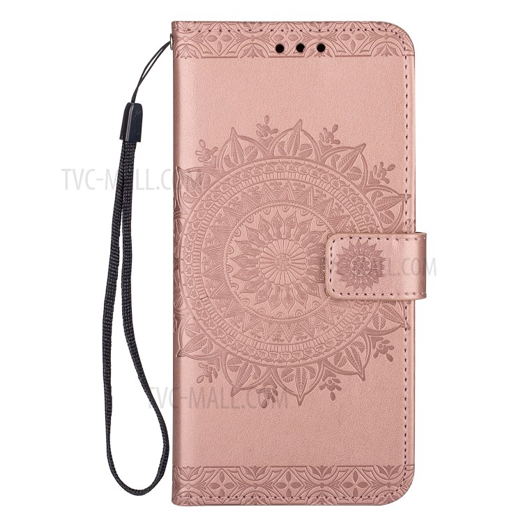 Imprint Totem Pattern Leather Wallet Case for Samsung Galaxy S20 Ultra - Rose Gold-2