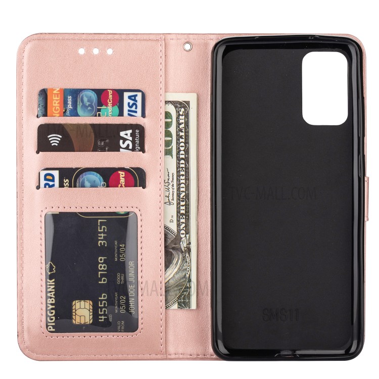 Imprint Totem Pattern Leather Wallet Case for Samsung Galaxy S20 Ultra - Rose Gold-4