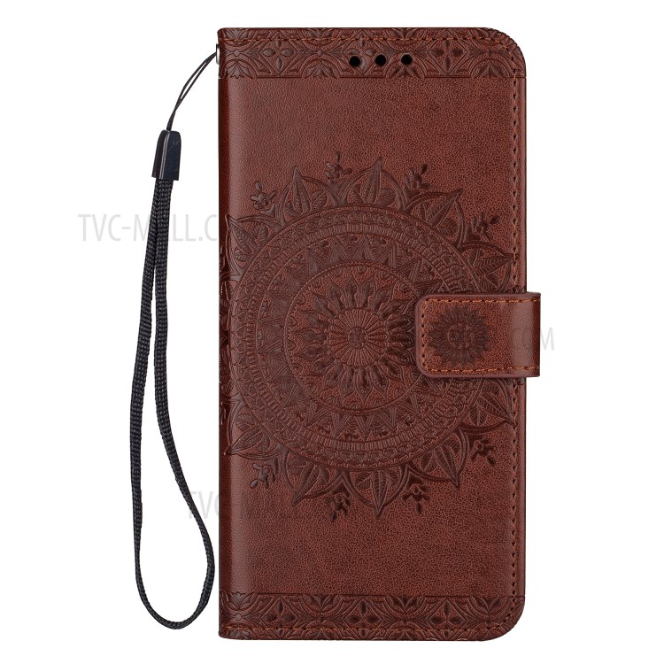 Imprint Totem Pattern Leather Wallet Case for Samsung Galaxy S20 Ultra - Brown-2