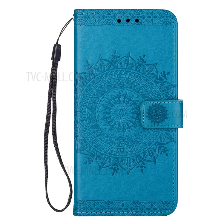 Imprint Totem Pattern Leather Wallet Case for Samsung Galaxy S20 Ultra - Blue-2