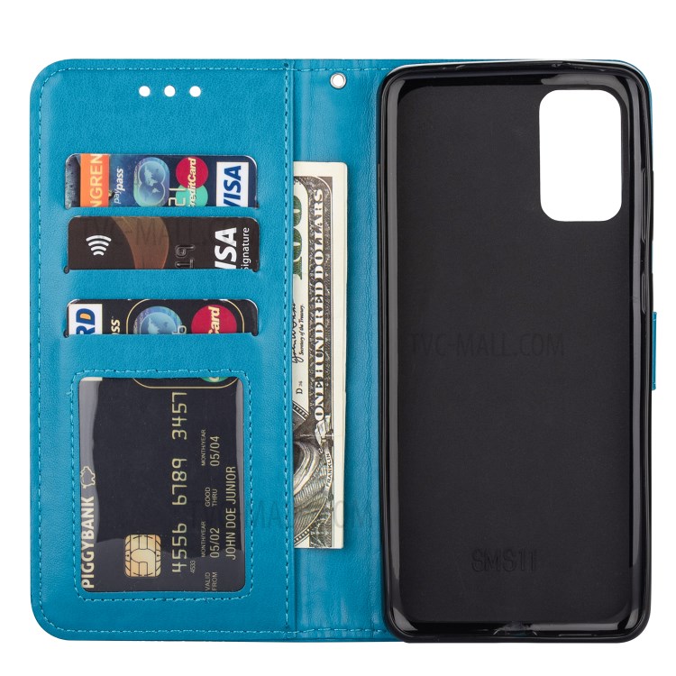 Imprint Totem Pattern Leather Wallet Case for Samsung Galaxy S20 Ultra - Blue-4