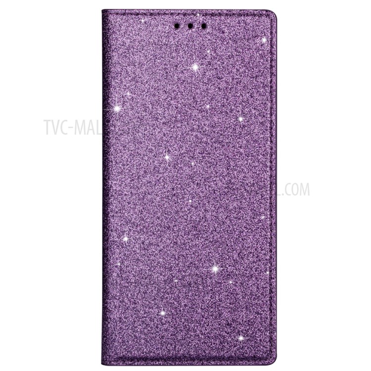 Flash Powder Leather Stand Casing with Card Slot for Samsung Galaxy S20 Plus - Purple-7