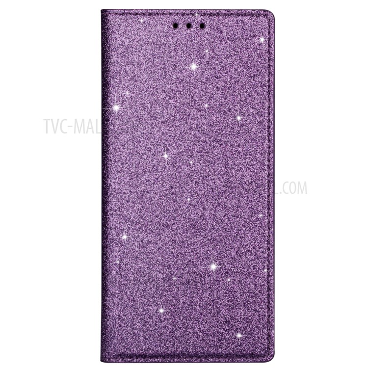 Flash Powder Leather Stand Casing with Card Slot for Samsung Galaxy S20 Plus/S11 - Purple-7