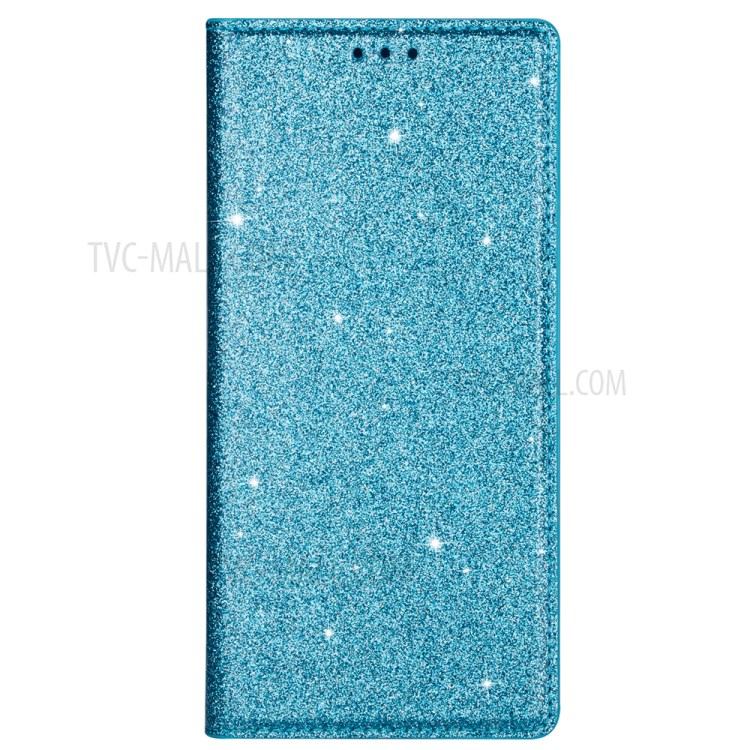 Flash Powder Leather Stand Casing with Card Slot for Samsung Galaxy S20 Plus - Blue-6
