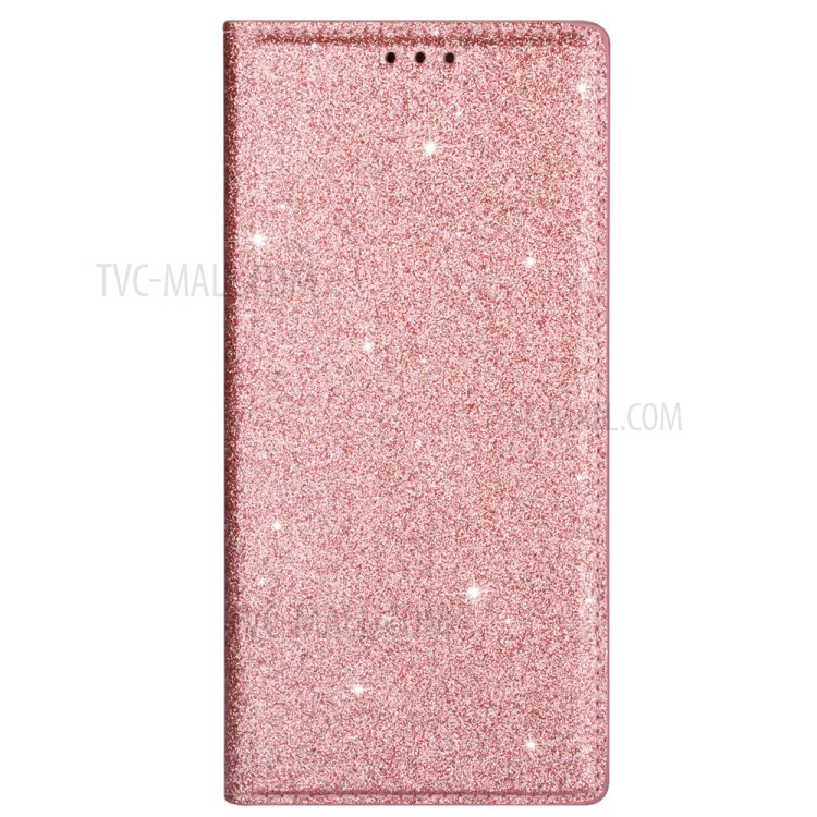 Flash Powder Leather Stand Casing with Card Slot for Samsung Galaxy S20 Plus - Rose Gold-6