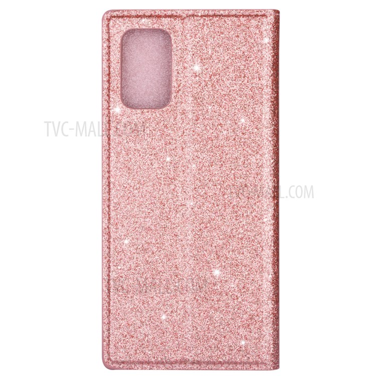 Flash Powder Leather Stand Casing with Card Slot for Samsung Galaxy S20 Plus - Rose Gold-7