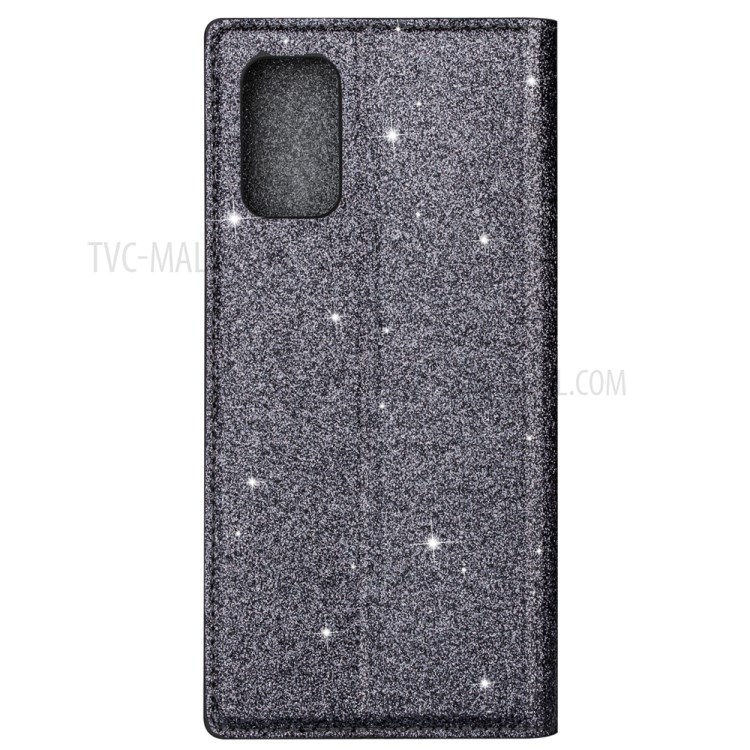 Flash Powder Leather Stand Casing with Card Slot for Samsung Galaxy S20 Plus - Grey-7