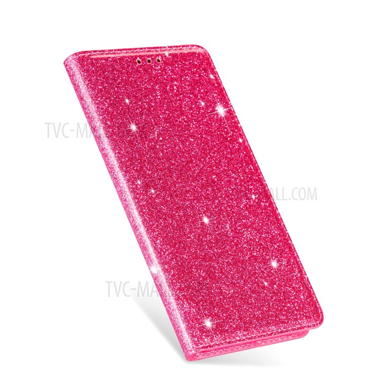 Flash Powder Leather Stand Casing with Card Slot for Samsung Galaxy S20 Plus - Rose-3