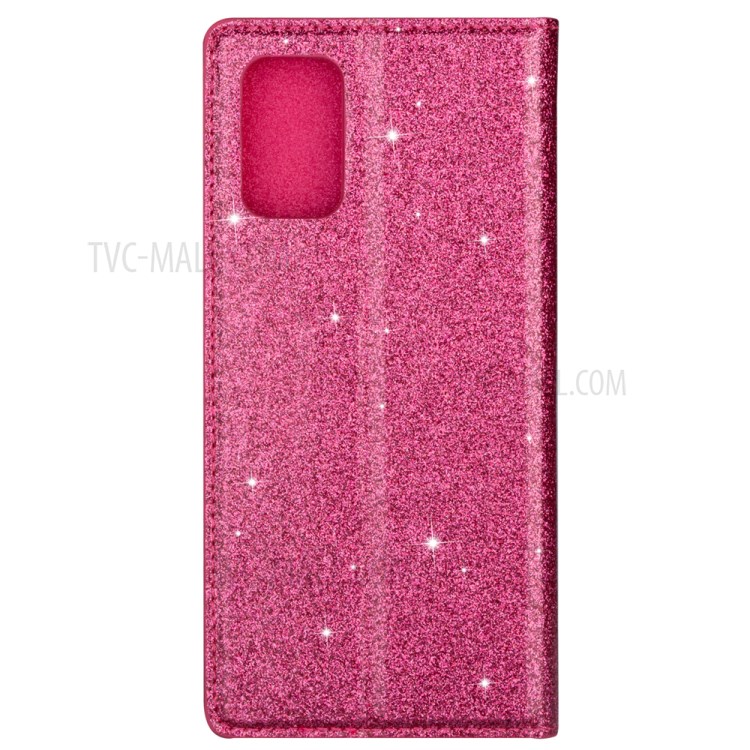 Flash Powder Leather Stand Casing with Card Slot for Samsung Galaxy S20 Plus - Rose-7