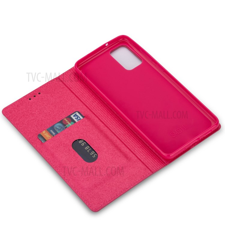 Flash Powder Leather Stand Casing with Card Slot for Samsung Galaxy S20 Plus - Rose-8
