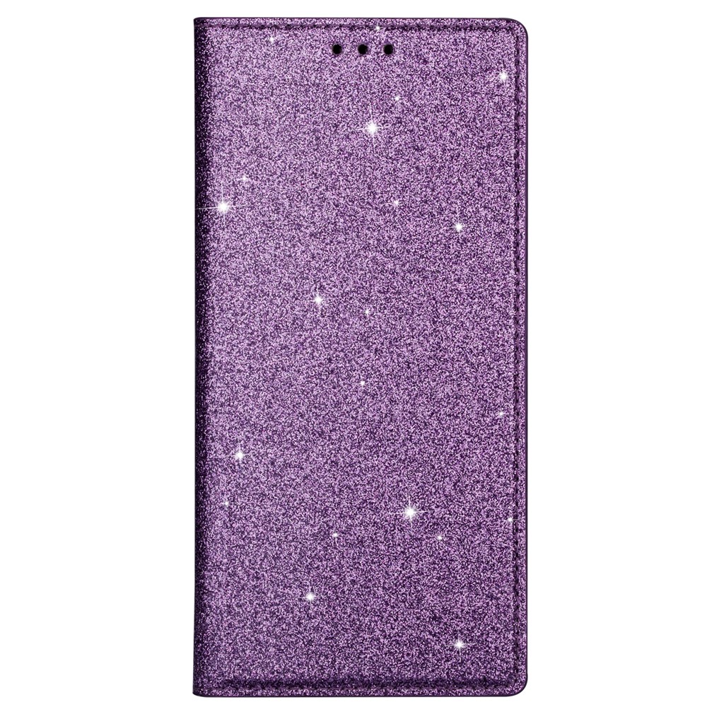 Flash Powder Auto-absorbed Leather Stand Shell for Samsung Galaxy S20 - Purple-7