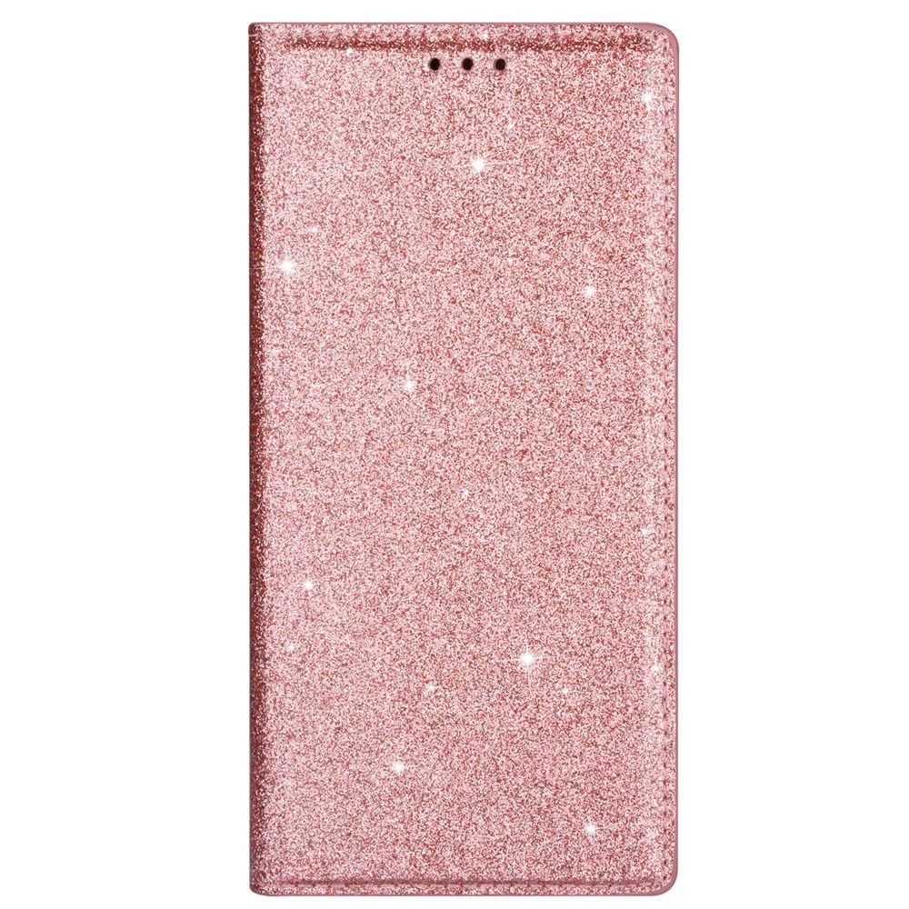 Polvo De Destello Cáscara Del Cuero Del Soporte Auto-absorción Para La Galaxia S20 / S11e - Oro Rosa-6